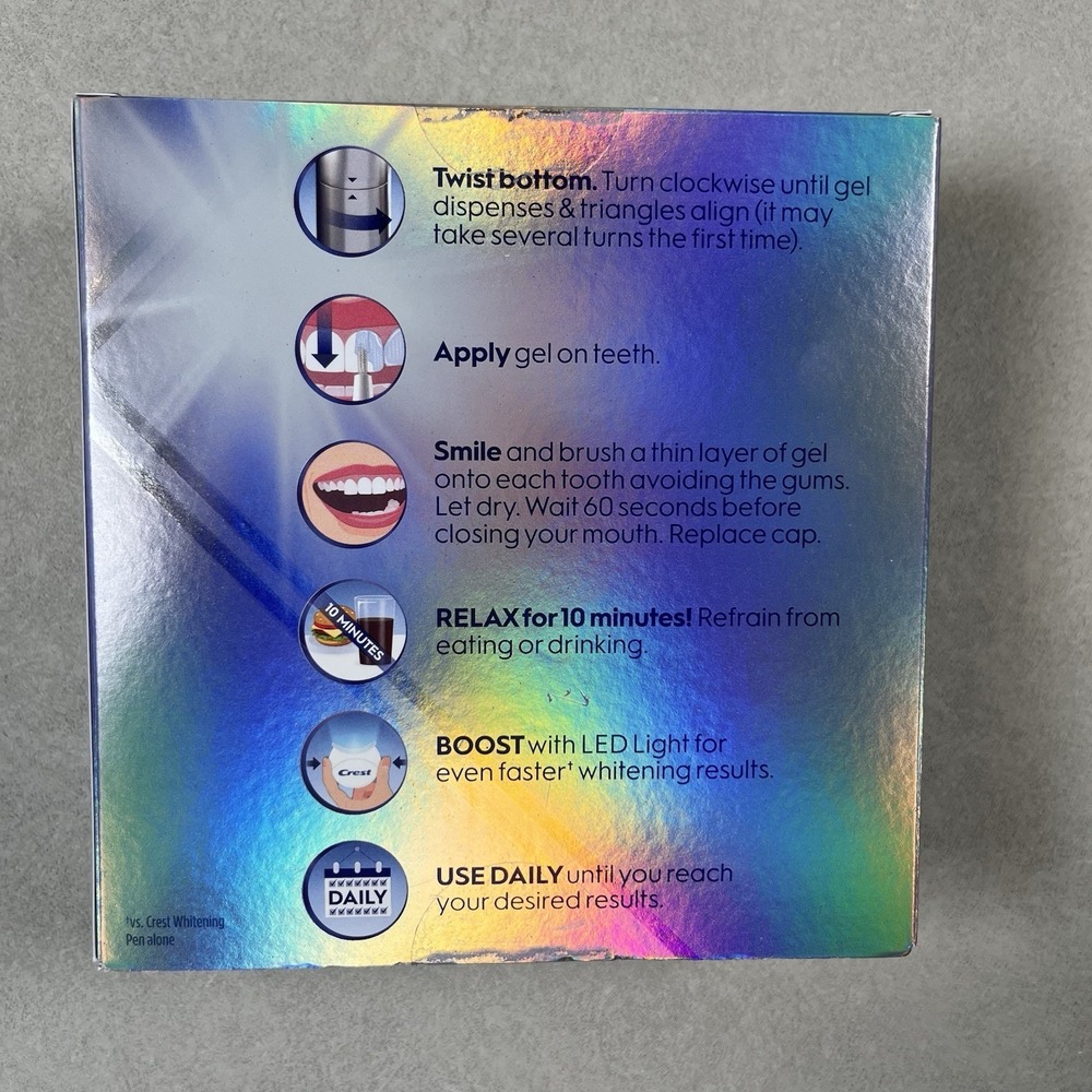 Crest 3-D White Easy To use Whitening Pen + LED Light Apply & Boost Exp 01/2027 - Picture 2 of 5